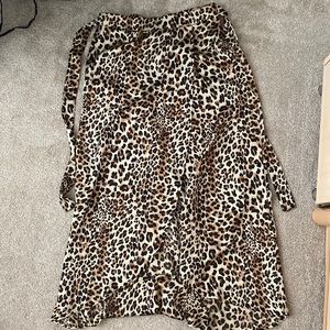 Mid length silk cheetah print skirt